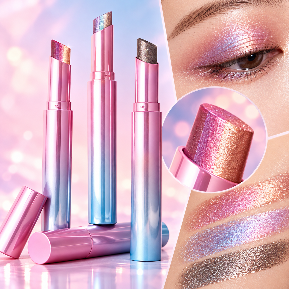 Three-Tone Gradient Shimmer Eye Shadow Stick